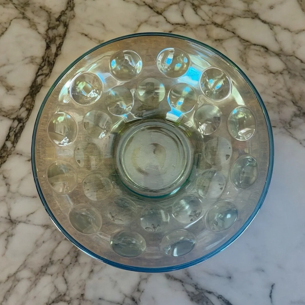Vintage MCM Hazel Atlas Eldorado Avocado Green Glass Bowl Coin Dot 4.75